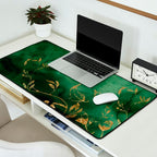 Winter Gold Flowers On Emerald Marble Texture Desk Mat Gallery Image 2