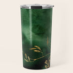 Winter Gold Flowers On Emerald Marble Texture Travel Mug Gallery Image 1