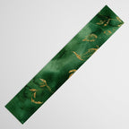 Winter Gold Flowers On Emerald Marble Texture Table Runner Gallery Image 3