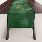 Winter Gold Flowers On Emerald Marble Texture Table Runner Gallery Image 1