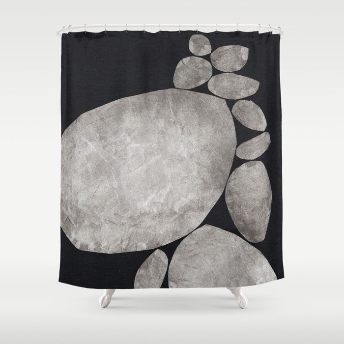 Balancing / Gray on Black Shower Curtain Gallery Image 1