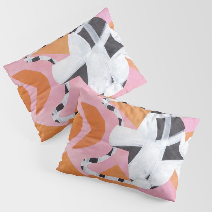 Pink And Orange Checkered Urn Vase Pillow Sham Gallery Image 1