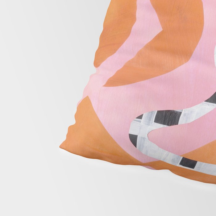 Pink And Orange Checkered Urn Vase Pillow Sham Gallery Image 4