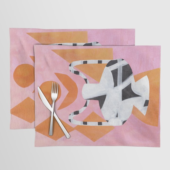 Pink And Orange Checkered Urn Vase Placemat Gallery Image 1