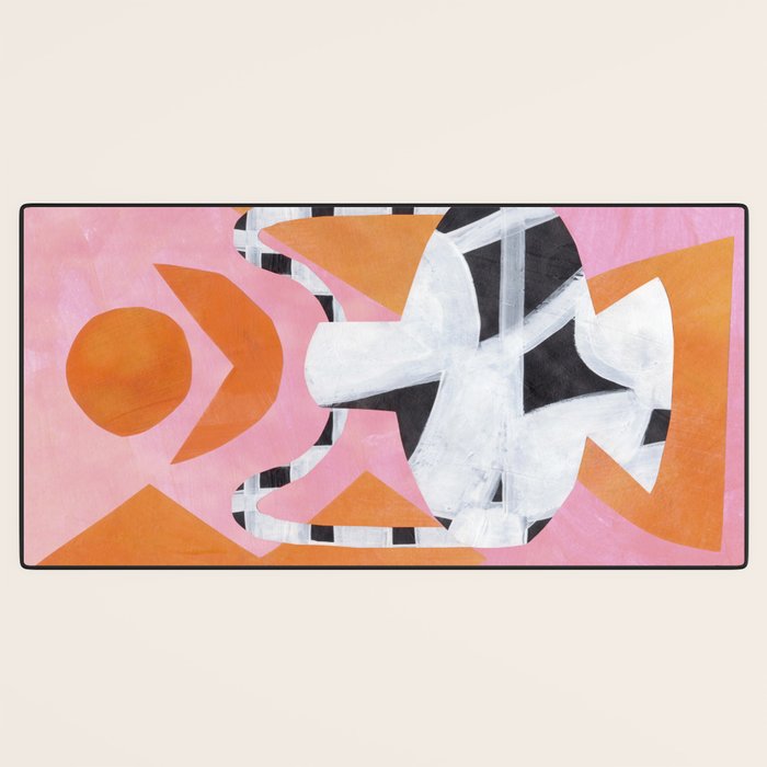 Pink And Orange Checkered Urn Vase Desk Mat Gallery Image 3