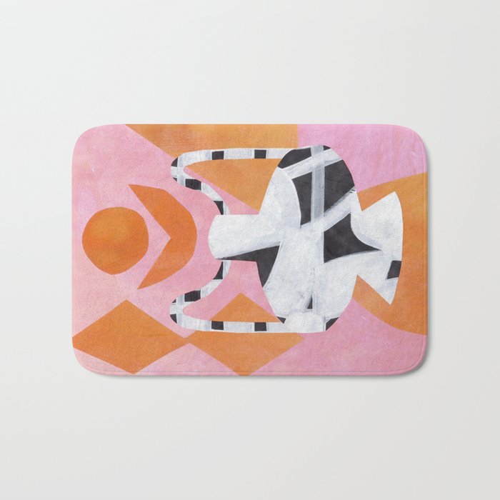 Pink And Orange Checkered Urn Vase Bath Mat Gallery Image 1
