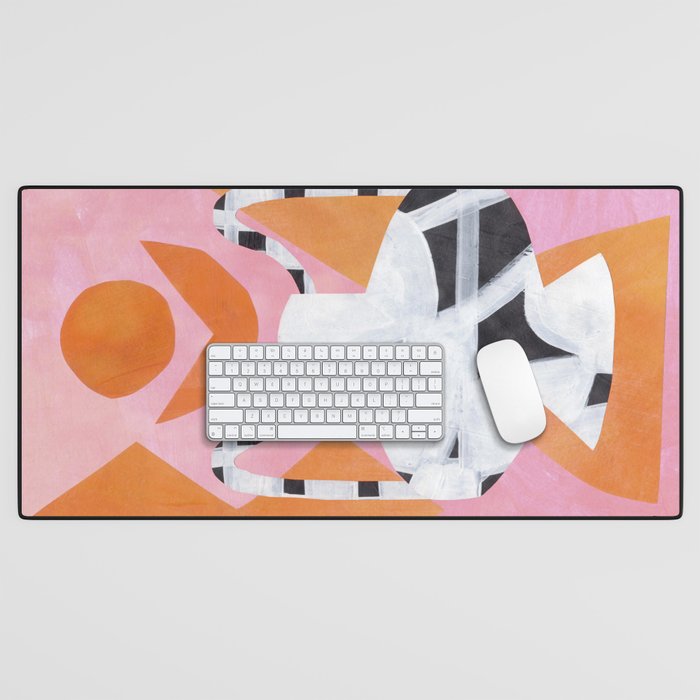 Pink And Orange Checkered Urn Vase Desk Mat Gallery Image 1