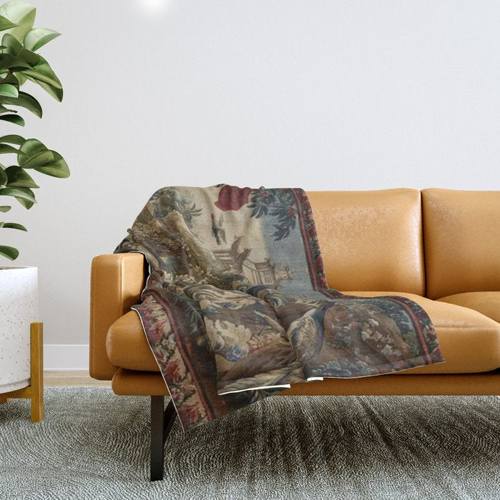 Antique 18th Century Chinoiserie French Gobelin Tapestry Throw Blanket Gallery Image 1