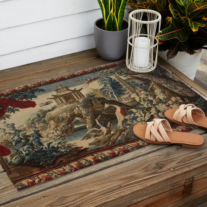 Antique 18th Century Chinoiserie French Gobelin Tapestry Outdoor Rug Gallery Image 2