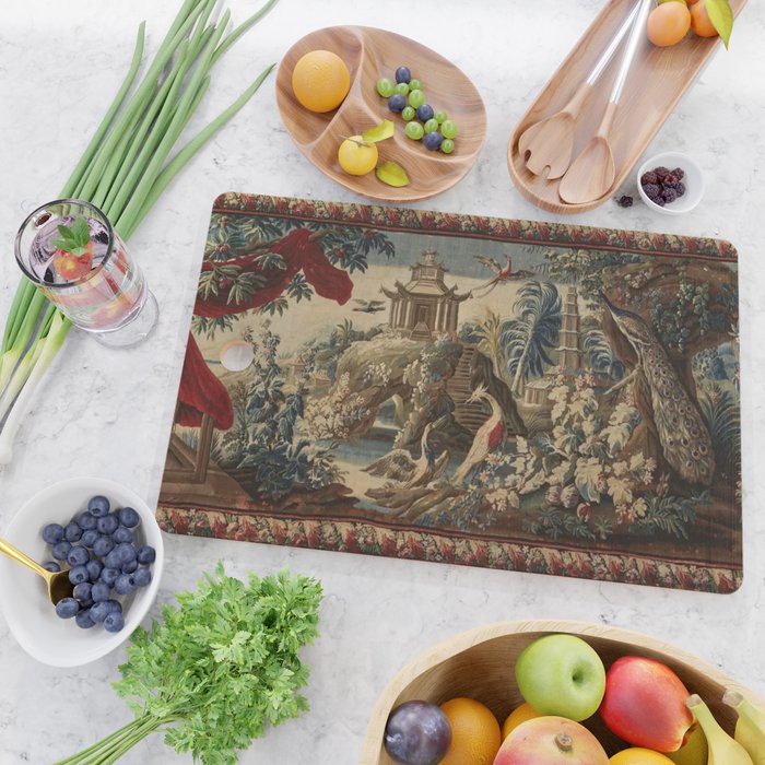 Antique 18th Century Chinoiserie French Gobelin Tapestry Cutting Board Gallery Image 2