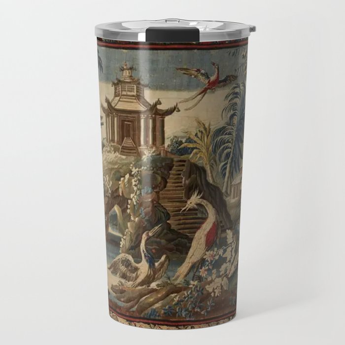 Antique 18th Century Chinoiserie French Gobelin Tapestry Travel Mug Gallery Image 1
