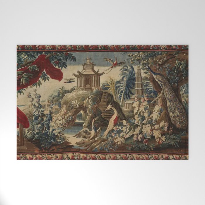 Antique 18th Century Chinoiserie French Gobelin Tapestry Welcome Mat Gallery Image 1