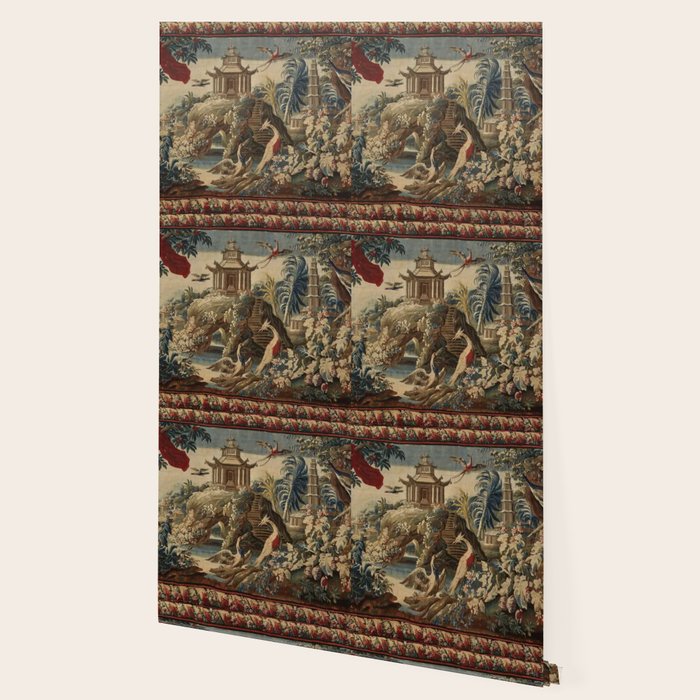 Antique 18th Century Chinoiserie French Gobelin Tapestry Wallpaper Gallery Image 2