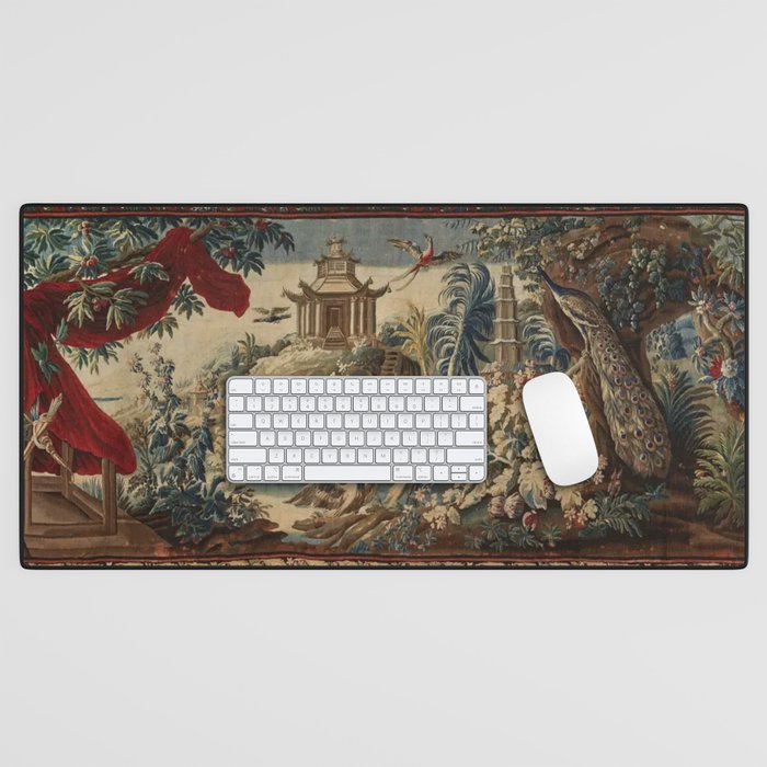 Antique 18th Century Chinoiserie French Gobelin Tapestry Desk Mat Gallery Image 1