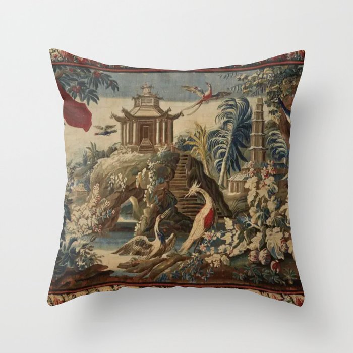 Antique 18th Century Chinoiserie French Gobelin Tapestry Throw Pillow Gallery Image 6