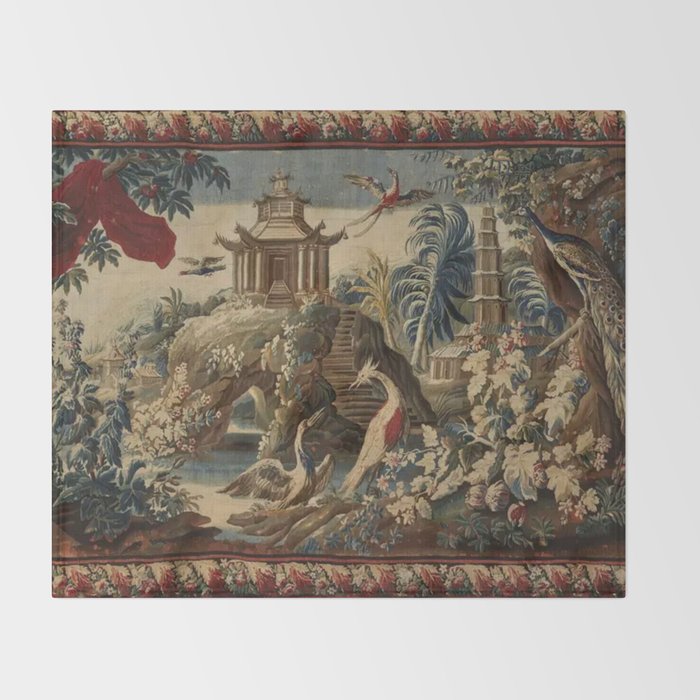 Antique 18th Century Chinoiserie French Gobelin Tapestry Throw Blanket Gallery Image 2