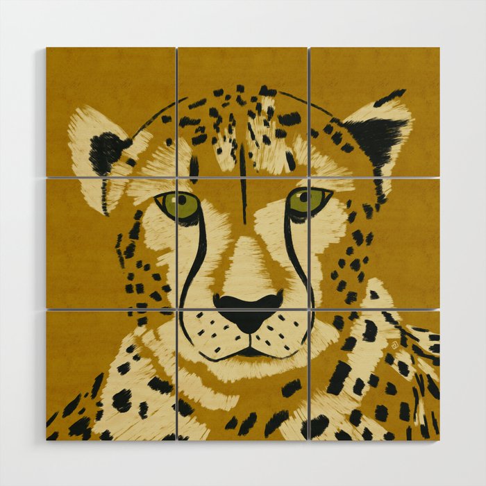 Big Cat Series - Cheetah Yellow Wood Wall Art Gallery Image 1