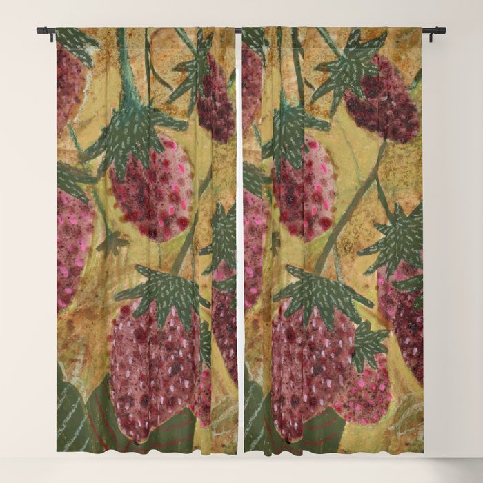 Strawberry Garden in Forest Green Window Curtain Gallery Image 5