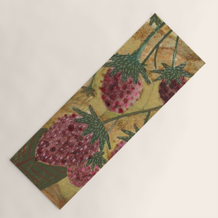 Strawberry Garden in Forest Green Yoga Mat Gallery Image 1