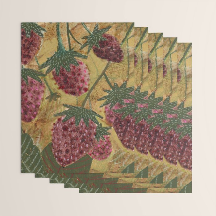 Strawberry Garden in Forest Green Wrapping Paper Gallery Image 3