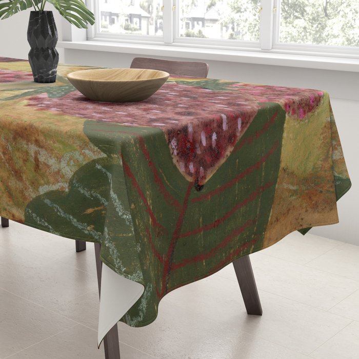 Strawberry Garden in Forest Green Tablecloth Gallery Image 3