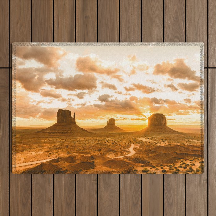 Southwest Wanderlust - Monument Valley Sunrise Nature Photography Outdoor Rug Gallery Image 1