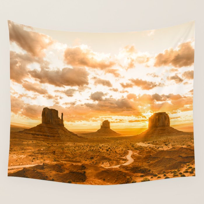 Southwest Wanderlust - Monument Valley Sunrise Nature Photography Wall Tapestry Gallery Image 4
