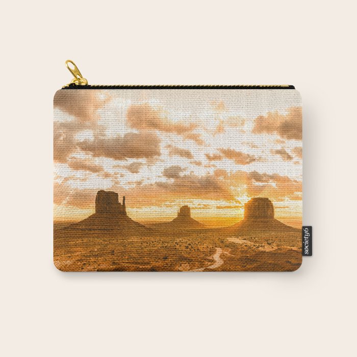 Southwest Wanderlust - Monument Valley Sunrise Nature Photography Carry All Pouch Gallery Image 1