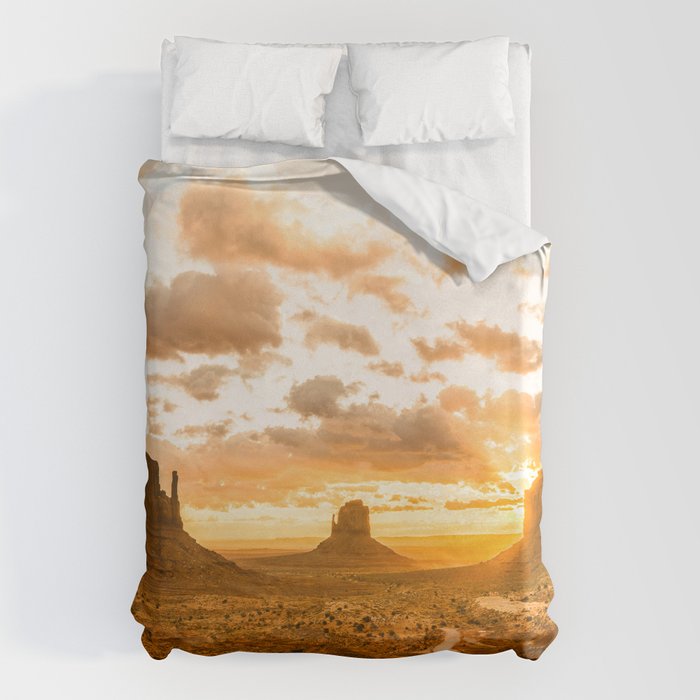 Southwest Wanderlust - Monument Valley Sunrise Nature Photography Duvet Cover Gallery Image 6