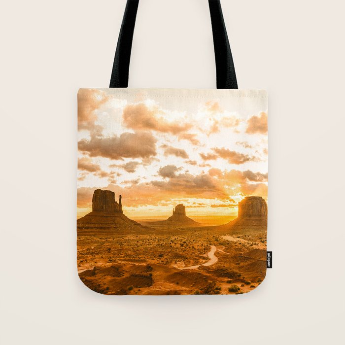 Southwest Wanderlust - Monument Valley Sunrise Nature Photography Tote Bag Gallery Image 1