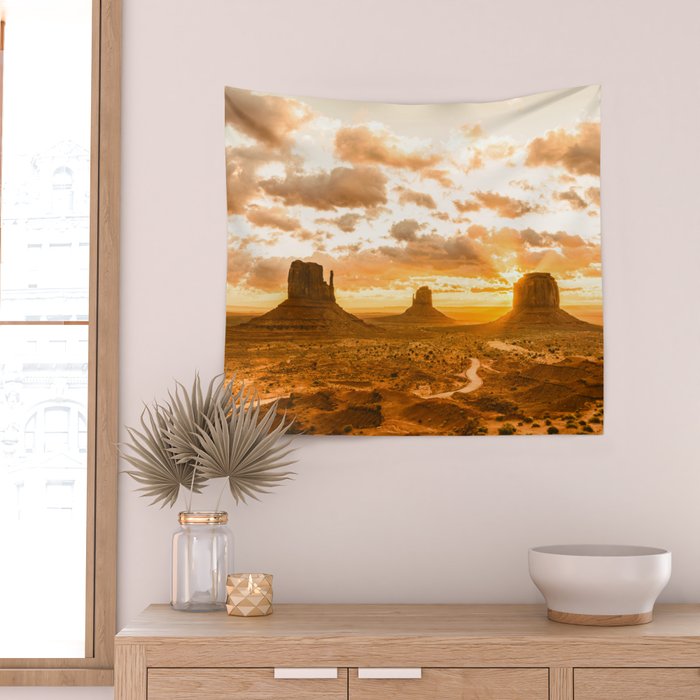 Southwest Wanderlust - Monument Valley Sunrise Nature Photography Wall Tapestry Gallery Image 2