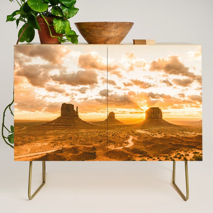 Southwest Wanderlust - Monument Valley Sunrise Nature Photography Credenza Gallery Image 1