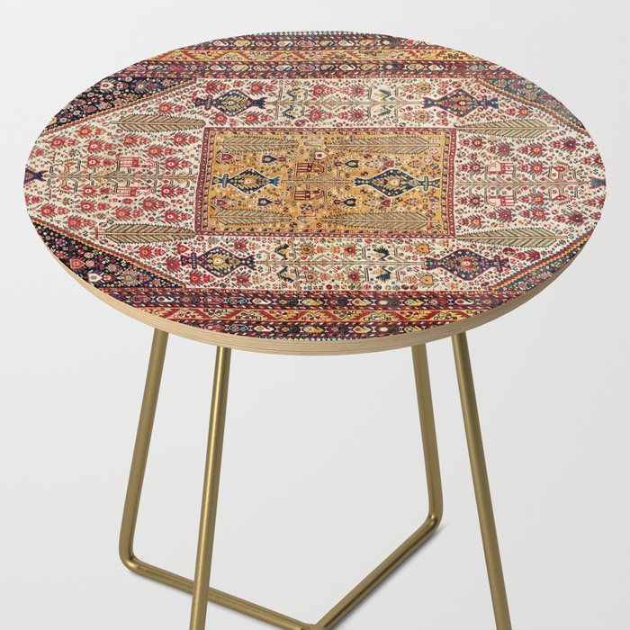 Khamseh Antique Fars Persian Tribal Rug Print Side Table Gallery Image 2
