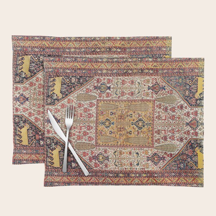 Khamseh Antique Fars Persian Tribal Rug Print Placemat Gallery Image 1