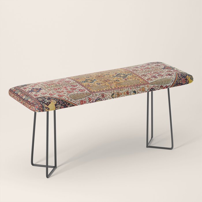 Khamseh Antique Fars Persian Tribal Rug Print Bench Gallery Image 1