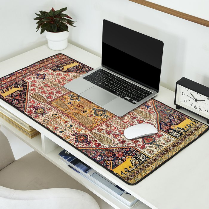 Khamseh Antique Fars Persian Tribal Rug Print Desk Mat Gallery Image 2