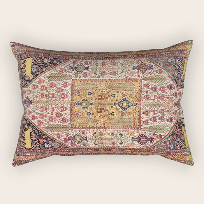 Khamseh Antique Fars Persian Tribal Rug Print Rectangular Pillow Gallery Image 2