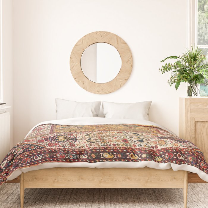 Khamseh Antique Fars Persian Tribal Rug Print Duvet Cover Gallery Image 3