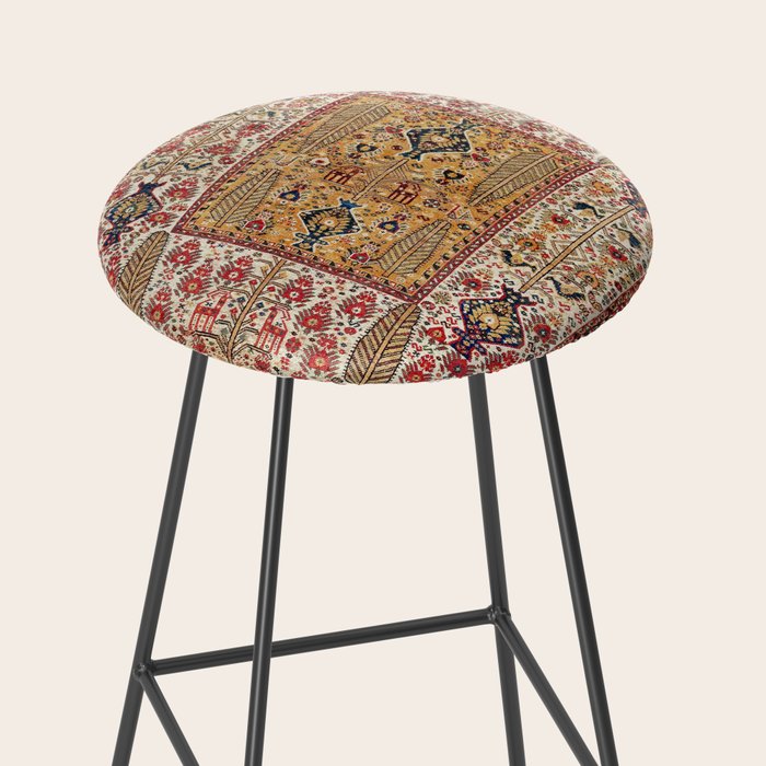 Khamseh Antique Fars Persian Tribal Rug Print Stool Gallery Image 2