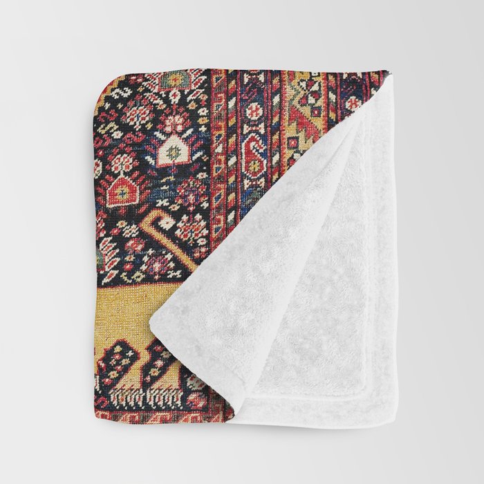 Khamseh Antique Fars Persian Tribal Rug Print Throw Blanket Gallery Image 3