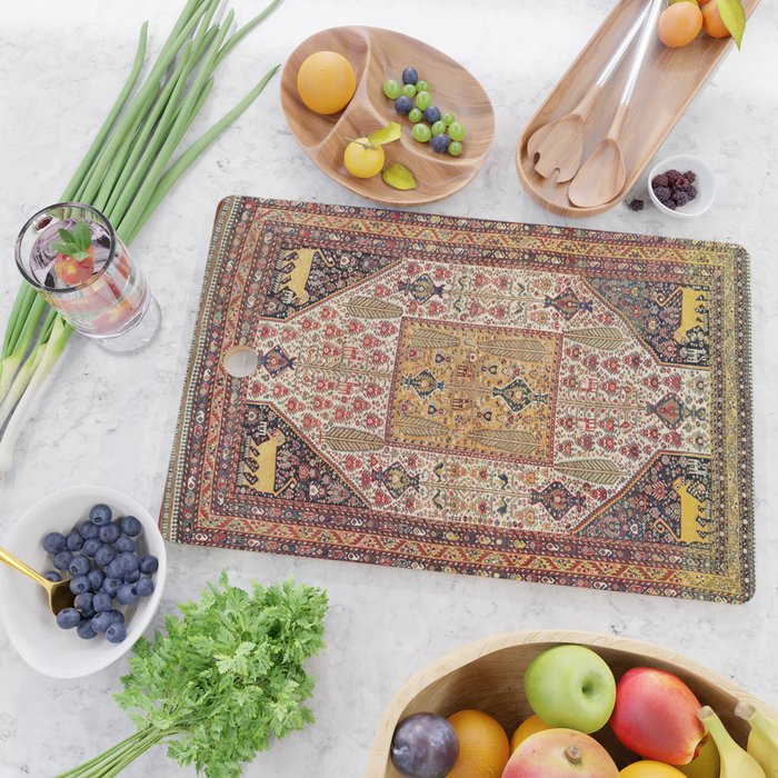 Khamseh Antique Fars Persian Tribal Rug Print Cutting Board Gallery Image 2