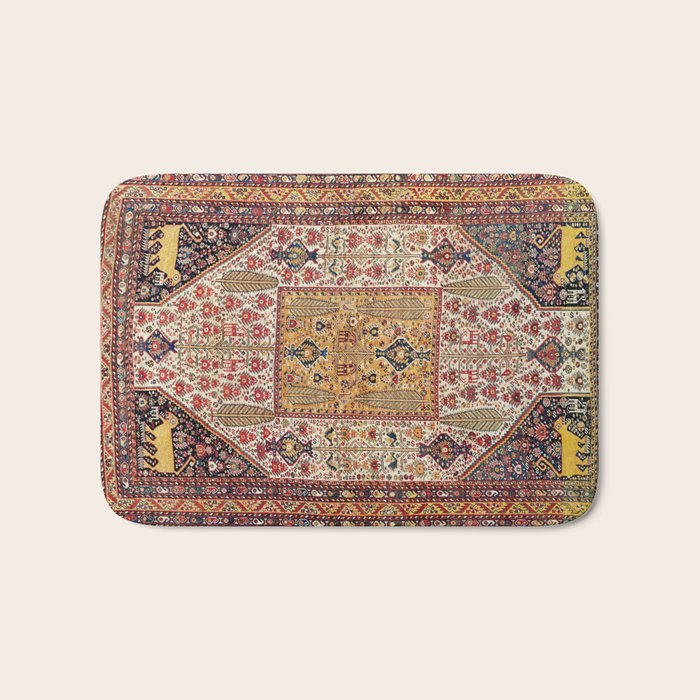 Khamseh Antique Fars Persian Tribal Rug Print Bath Mat Gallery Image 1