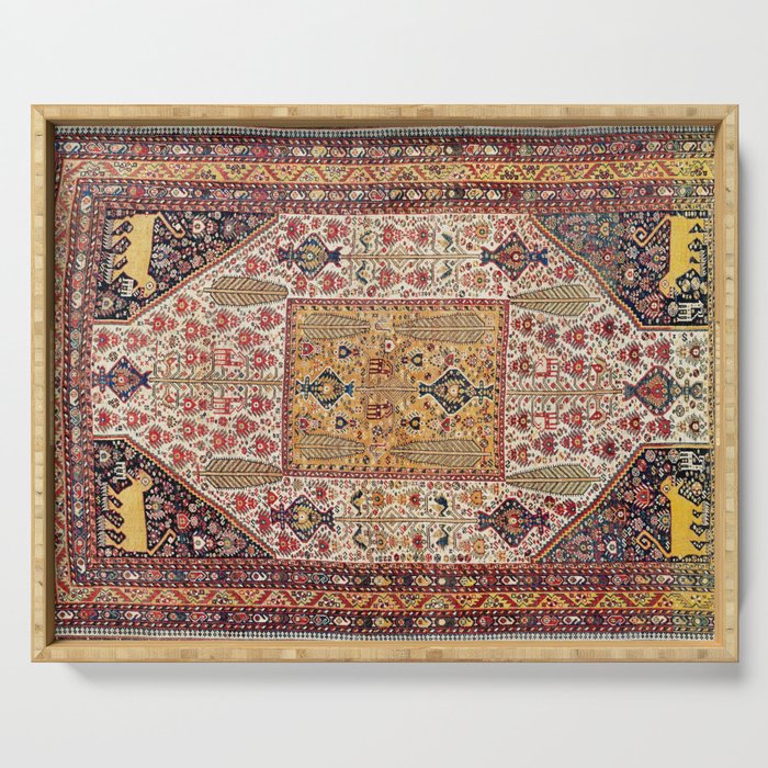 Khamseh Antique Fars Persian Tribal Rug Print Serving Tray Gallery Image 1
