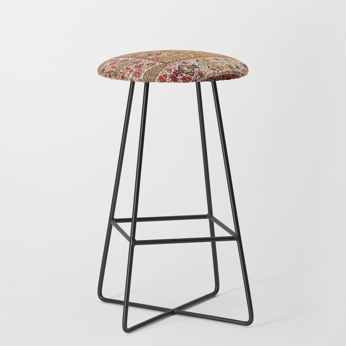 Khamseh Antique Fars Persian Tribal Rug Print Stool Gallery Image 1