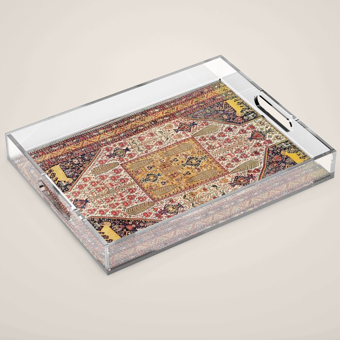 Khamseh Antique Fars Persian Tribal Rug Print Acrylic Tray Gallery Image 1