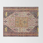 Khamseh Antique Fars Persian Tribal Rug Print Throw Blanket Gallery Image 2