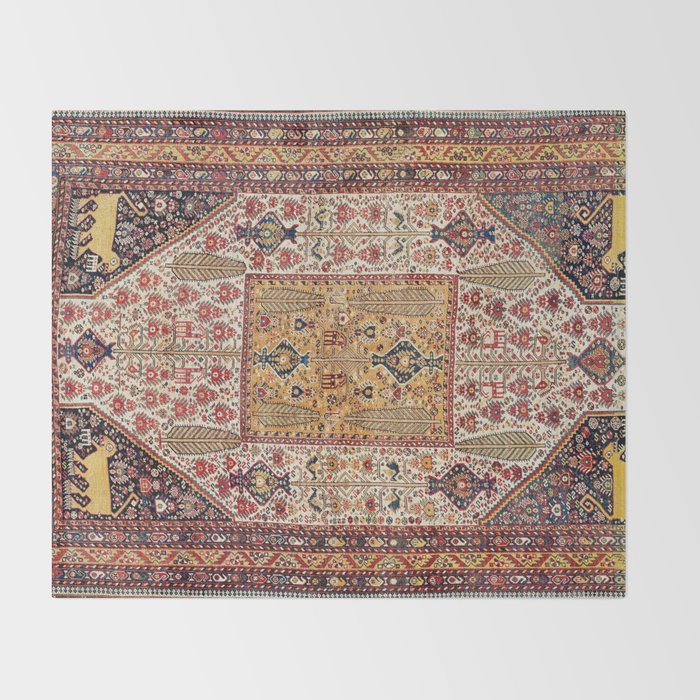 Khamseh Antique Fars Persian Tribal Rug Print Throw Blanket Gallery Image 2