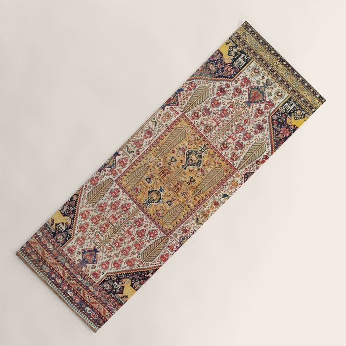Khamseh Antique Fars Persian Tribal Rug Print Yoga Mat Gallery Image 1