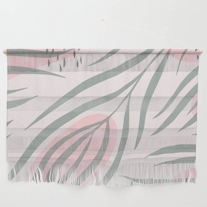 Pastel pink abstract leaf pattern Wall Hanging Gallery Image 1