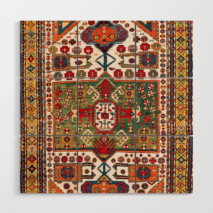 Kazak Antique Southwest Caucasus Rug Print Wood Wall Art Gallery Image 1